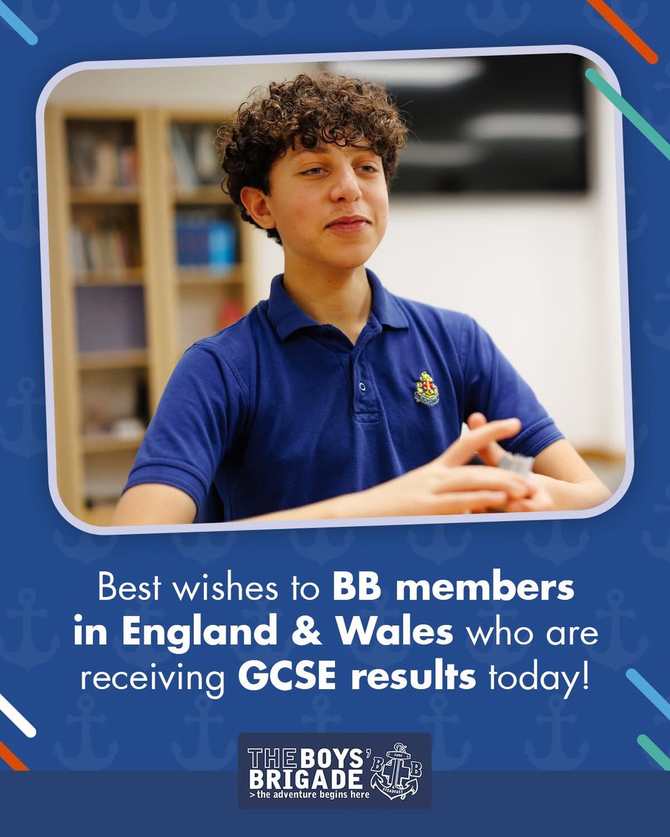 Today young people across England &amp; Wales will be receiving their GCSE results - our very best wishes go out to them all, along with our prayers for whatever comes next! 🙏

#BoysBrigade #LifeToTheFull #FaithInYoungPeople