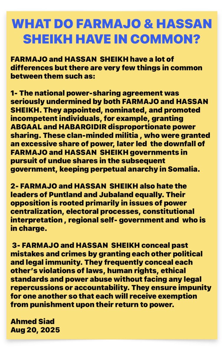 Ahmed Siad (@siad_a) on Twitter photo Farmaajo shares Hassan <a href="/HassanSMohamud/">Hassan Sheikh Mohamud</a> <a href="/HESharifShAhmed/">Sharif Sheikh Ahmed</a> <a href="/HassanAKhaire/">Hassan Ali Khaire</a>
<a href="/faaraxsheekh/">Farah Sheikh Abdulkadir</a>
<a href="/AliOmarMP/">Ali Omar</a>
<a href="/UKinSomalia/">UK in Somalia🇬🇧🇸🇴</a> <a href="/US2SOMALIA/">U.S. Embassy Mogadishu, Somalia</a>
<a href="/EU_in_Somalia/">EU Delegation Somalia</a>
<a href="/UNSomalia/">UNSOM</a> <a href="/Abukar_Arman/">4DialogSk</a> <a href="/junlay99/">Junlay99</a> <a href="/AAbdishakur/">Abdirahman Abdishakur</a> <a href="/M_Farmaajo/">Mohamed Farmaajo</a> <a href="/MohamoudGaildon/">Mohamoud Gaildon</a> <a href="/MPDrAbib/">MP Dr Abdillahi Hashi Abib</a> <a href="/TC_MogadisuBE/">Türkiye in Somalia</a> <a href="/camalowfa/">Farah H A.Amalo</a> <a href="/abdisalamisma1/">Abdisalam Yusuf</a> <a href="/OsmanAli4/">Osman Ali</a> Farmaajo shares Hassan <a href="/HassanSMohamud/">Hassan Sheikh Mohamud</a> <a href="/HESharifShAhmed/">Sharif Sheikh Ahmed</a> <a href="/HassanAKhaire/">Hassan Ali Khaire</a>
<a href="/faaraxsheekh/">Farah Sheikh Abdulkadir</a>
<a href="/AliOmarMP/">Ali Omar</a>
<a href="/UKinSomalia/">UK in Somalia🇬🇧🇸🇴</a> <a href="/US2SOMALIA/">U.S. Embassy Mogadishu, Somalia</a>
<a href="/EU_in_Somalia/">EU Delegation Somalia</a>
<a href="/UNSomalia/">UNSOM</a> <a href="/Abukar_Arman/">4DialogSk</a> <a href="/junlay99/">Junlay99</a> <a href="/AAbdishakur/">Abdirahman Abdishakur</a> <a href="/M_Farmaajo/">Mohamed Farmaajo</a> <a href="/MohamoudGaildon/">Mohamoud Gaildon</a> <a href="/MPDrAbib/">MP Dr Abdillahi Hashi Abib</a> <a href="/TC_MogadisuBE/">Türkiye in Somalia</a> <a href="/camalowfa/">Farah H A.Amalo</a> <a href="/abdisalamisma1/">Abdisalam Yusuf</a> <a href="/OsmanAli4/">Osman Ali</a>