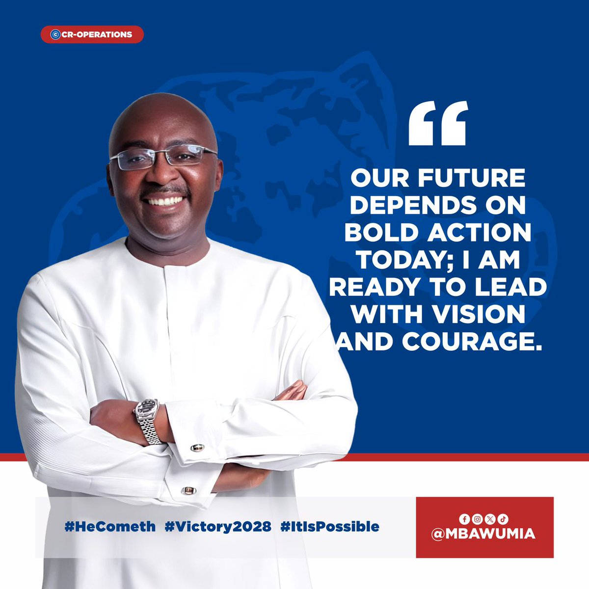 Dr. Mahamudu Bawumia's leadership style and vision for Ghana embody the essence of taking bold action to secure a prosperous future. 

His commitment to transforming Ghana's economy, society, and future generations is evident in several key areas.

#VICTORY2028
#ITISPOSSIBLE