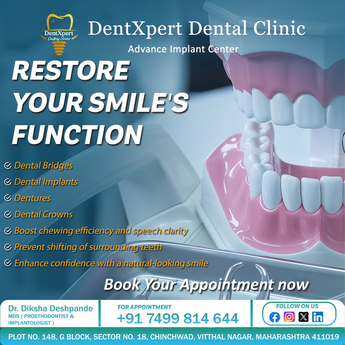 Dentxpert_'s tweet photo. RESTORE YOUR SMILE'S FUNCTION
Enhance confidence with a natural-looking smile
 Book an appointment now!
contact :-+91 7499 814 644
Instagram :- @dentxpertdentalclinic
facebook :- dentxpert
#dentalimplants #dentist #dentistry #dental #dentalcare #smile #cosmeticdentistry #teeth https://t.co/yxT94gbskj