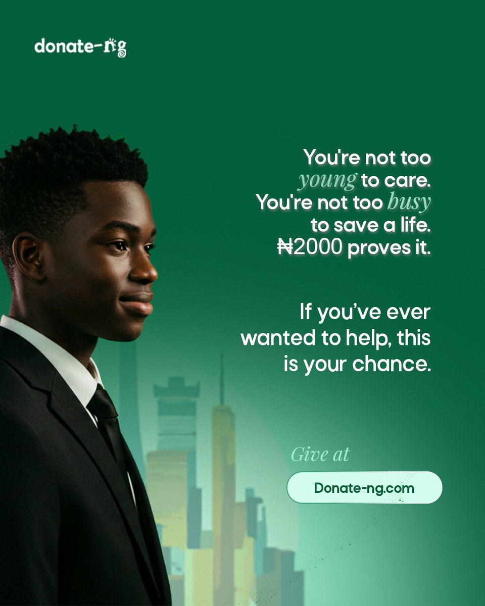 donate_ng's tweet photo. It doesn’t take a lot to make a huge difference, just a willing heart. Step in, give, and be someone’s reason to smile.

Don’t wait, your small gift can make a huge difference today. 

Give now at https://t.co/mqHe8I38sJ.

#donateng #intentionalgiving #impactthatmatters #nigeriangivers