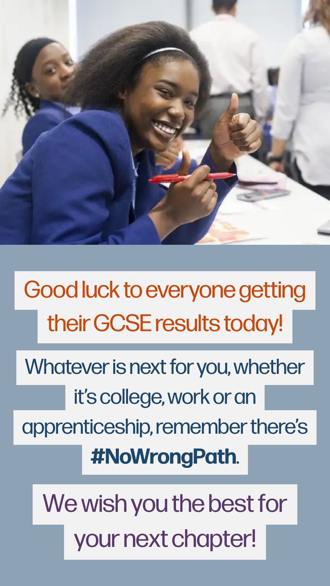 MyBnk (@mybnk) on Twitter photo Good luck to everyone getting their GCSE results today!
Whatever is next for you, whether it’s college, work or an apprenticeship, remember there’s #NoWrongPath. 
We wish you the best for your next chapter! Good luck to everyone getting their GCSE results today!
Whatever is next for you, whether it’s college, work or an apprenticeship, remember there’s #NoWrongPath. 
We wish you the best for your next chapter!