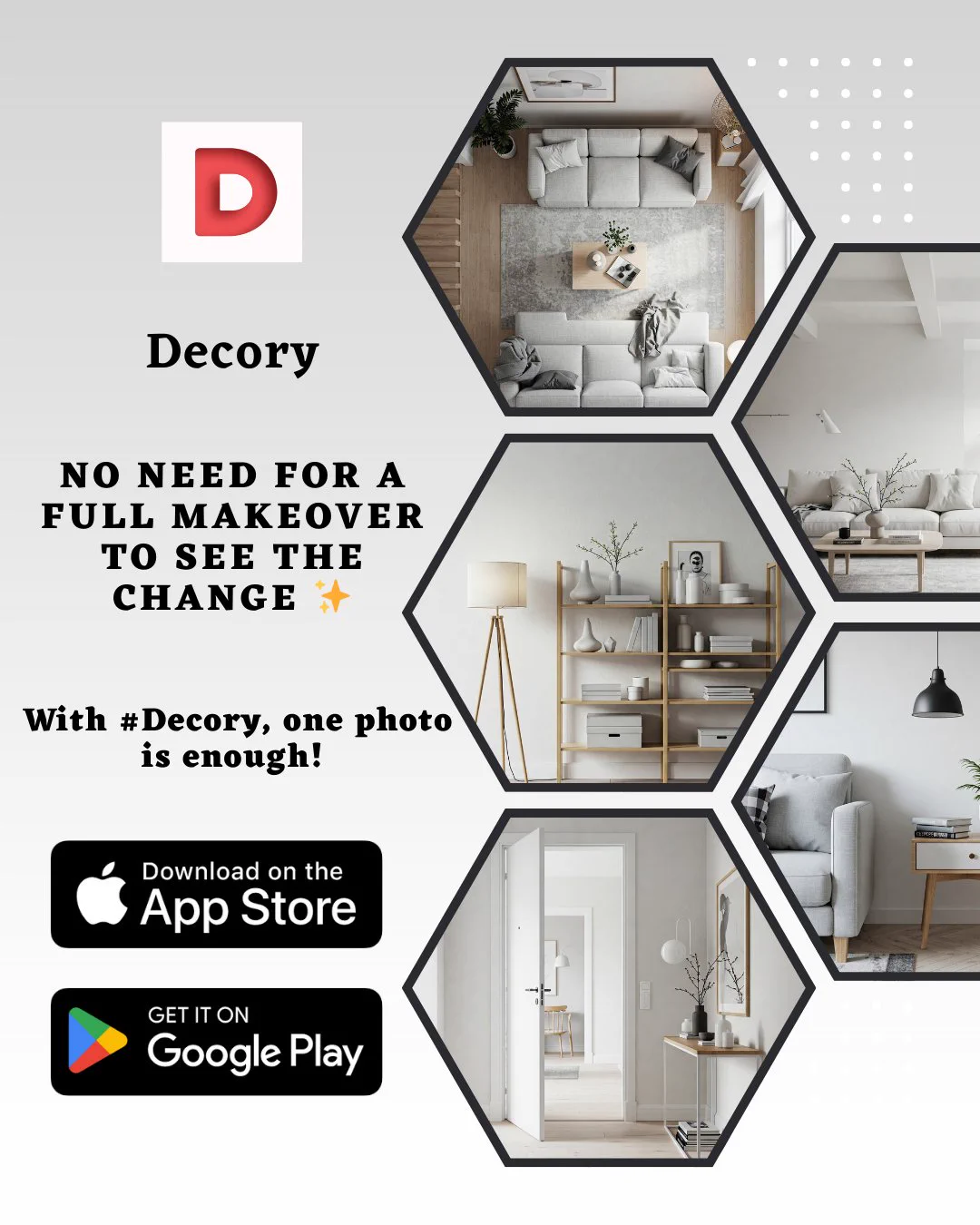 No need for a full makeover to see the change ✨

With #Decory, one photo is all it takes to transform your space! 🏡💡

👉 Try it now: [decory.ai](https://decory.ai/)

#HomeDesign #RoomMakeover #InteriorDesign #HomeDecor #AIinteriordesign #SmartDecor #RoomGoals #HomeGoals #DecoryAI