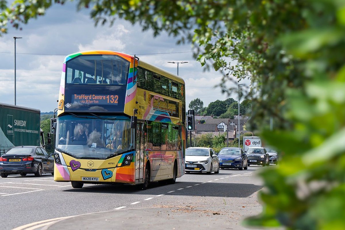 Our Pride Bus hits Greater Manchester this weekend 🎉 Huge thanks to Bee Network  &amp; McKenna Brothers . Getting you to the festivities safely &amp; reliably - see it, share it, tag us! 🏳️🌈🏳️⚧️
#ManchesterPride #RideWithPride