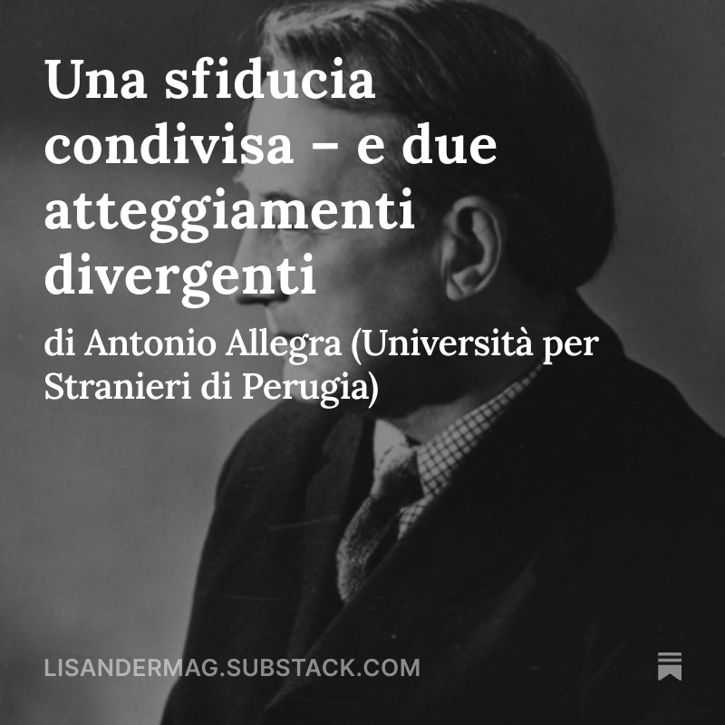 Conservatorismo e liberalismo: due tradizioni che, pur differenti, condividono un tratto genetico: la diffidenza verso l'idea che la società possa essere rifatta a tavolino da formule scientifico-ideologiche onnipotenti

L'articolo di Antonio Allegra 👉lisandermag.substack.com/p/una-sfiducia…