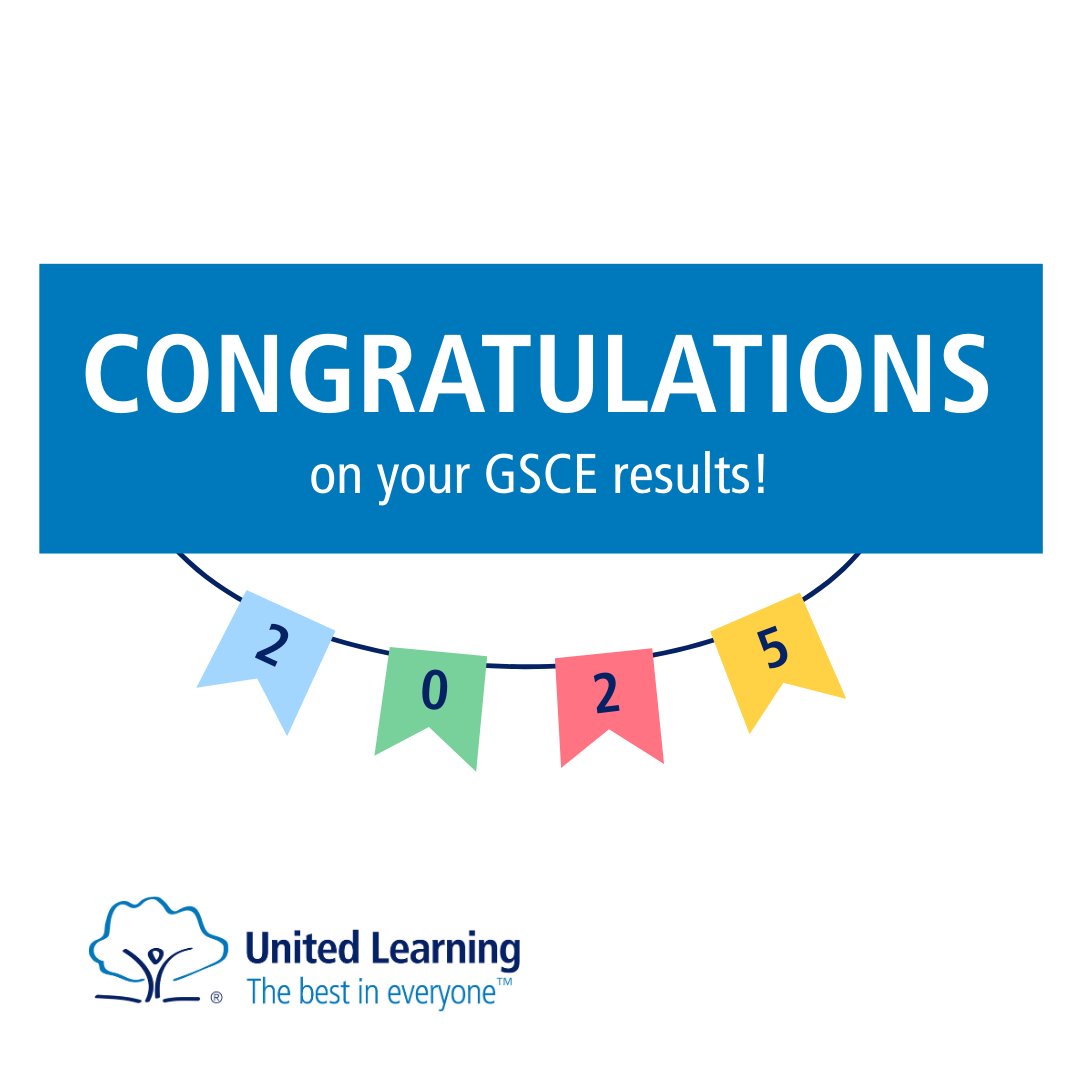 UnitedLearning's tweet image. Congratulations to all our pupils receiving their GCSE results today 🥳
Your hard work and dedication have certainly paid off. We can't wait to see what amazing things the future has in store for you!