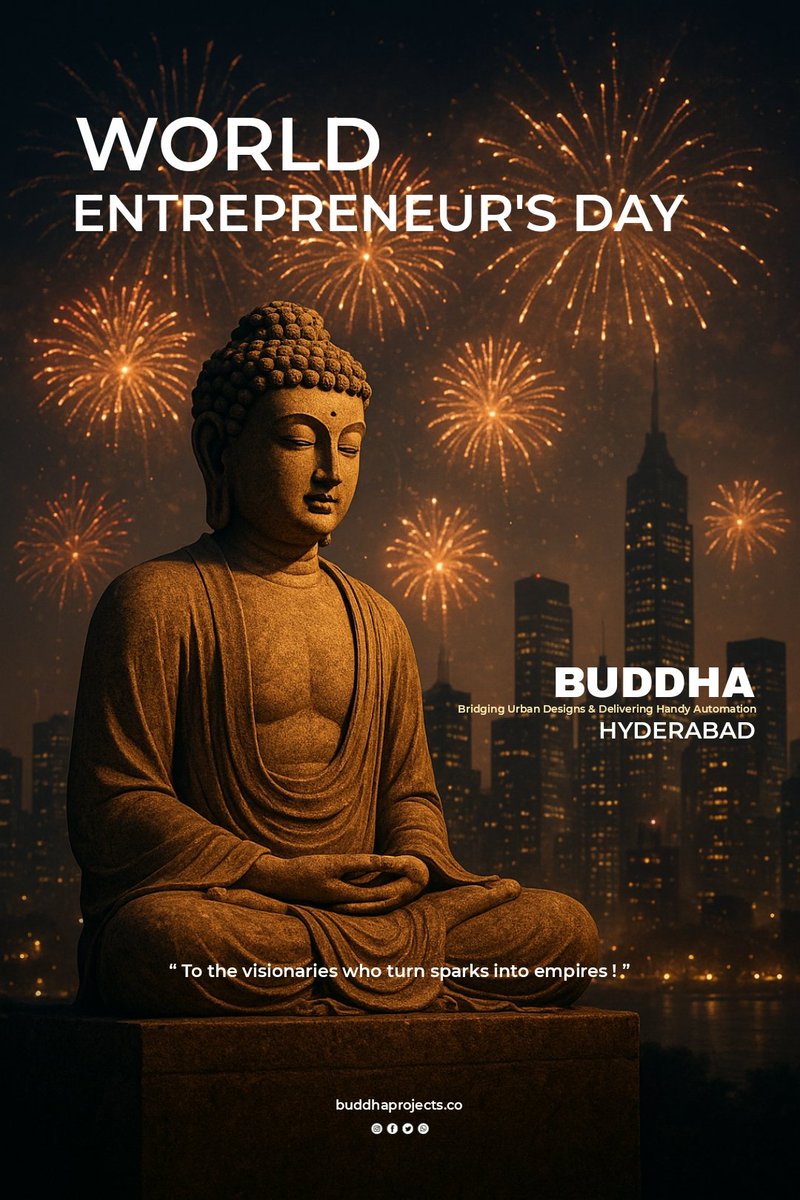 Gowtham4all's tweet photo. “Wishing you a blazing World Entrepreneurs’ Day — to the visionaries who turn sparks into empires! 🔥🏙️”
#WorldEntrepreneurDay #Buddha #Buddhaprojects #Rajagowtham #Hyderabad #Structuraldesigns https://t.co/W8vCgXt78J