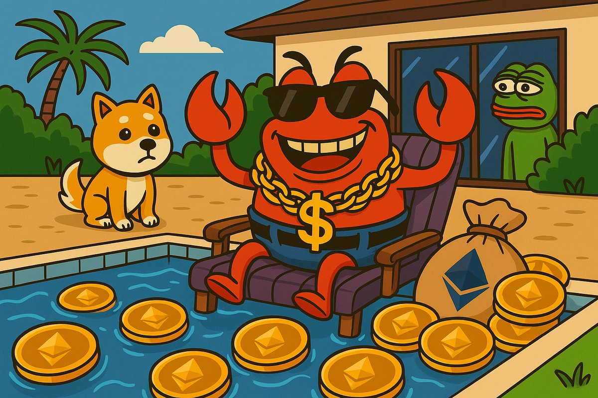 When you stack ETH like a boss 🦀💎
Shiba 🐕 still knocking at the door, Pepe 🐸 still peeking through the window…
But #GreedyKrab is living the good life. 🏖️✨
#KrabArmy #GreedyKrab #ETH