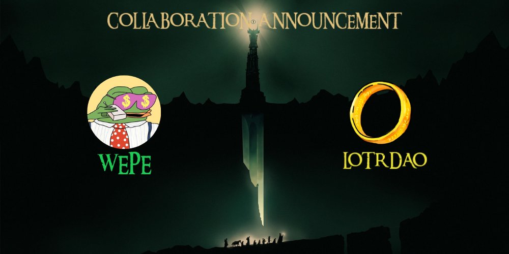 We're thankful and appreciative to the <a href="/WEPEToken/">Wall Street Pepe</a> team for allowing us to collab with them.

Free NFT mints 22nd August.  

Lotr fam ready to cook with WEPE. 🧑‍🍳