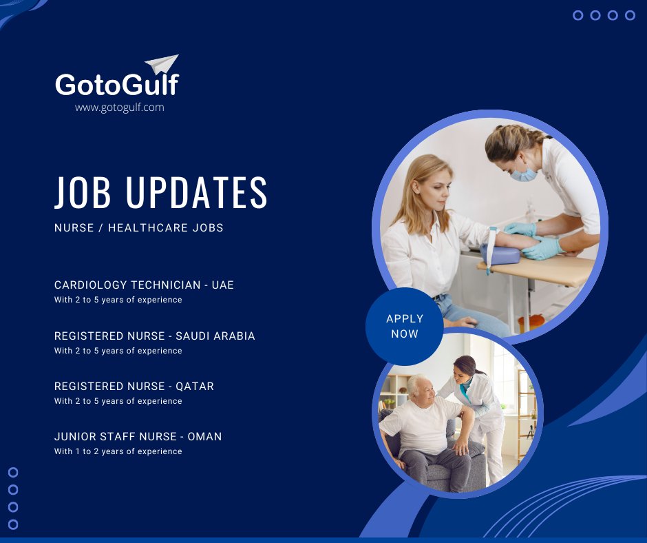 Click on the below link to apply for the job vacancies,
gotogulf.com/PublicSearchVi…
#jobseekers #registerdnurse #cadiologytechnician #nursejobs #oman #qatar #UAE #saudiarabia #GCCJobs