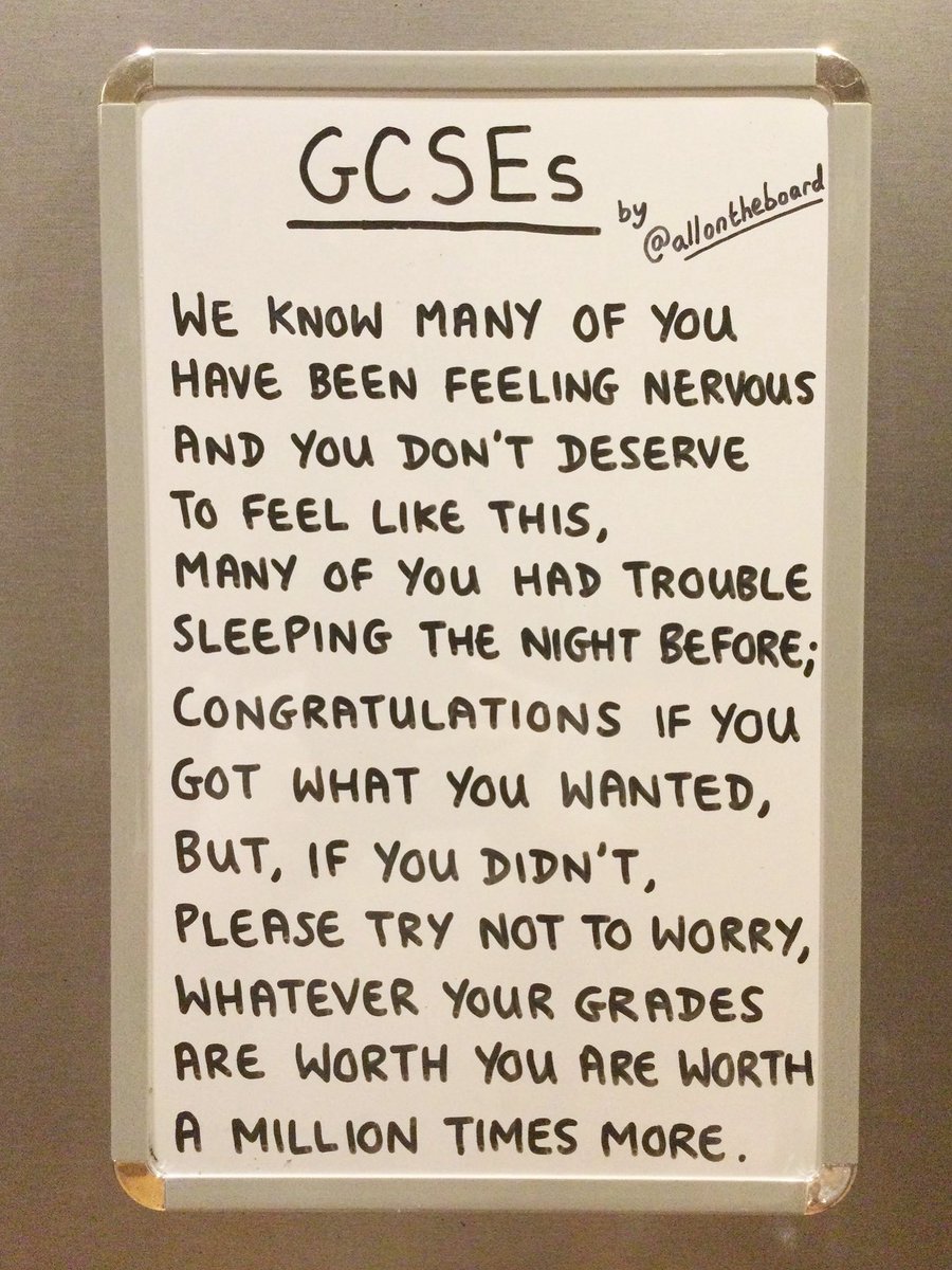 allontheboard's tweet image. Congratulations if you got the grades that you wanted and try not to worry if you didn’t. Whatever your grades are worth you are worth a million times more.

#GCSE #GCSEResultsDay