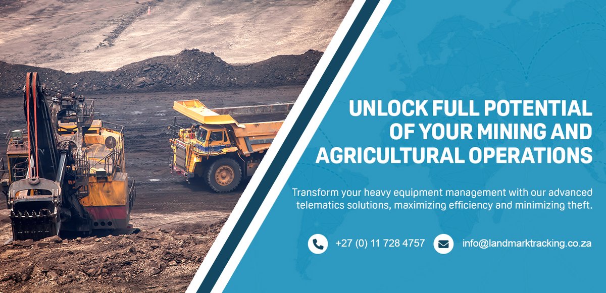LandmarkTrack's tweet image. 🚜⛏️ How Telematics Transforms Mining &amp;amp; Agricultural Equipment Management ⛏️🚜
✅ Real-Time GPS Tracking
✅  Theft Prevention
✅ Maintenance Management
✅ Fuel Monitoring
✅ Safety &amp;amp; Compliance

✉️ info@landmarktracking.co.za
#TrackingSolutions