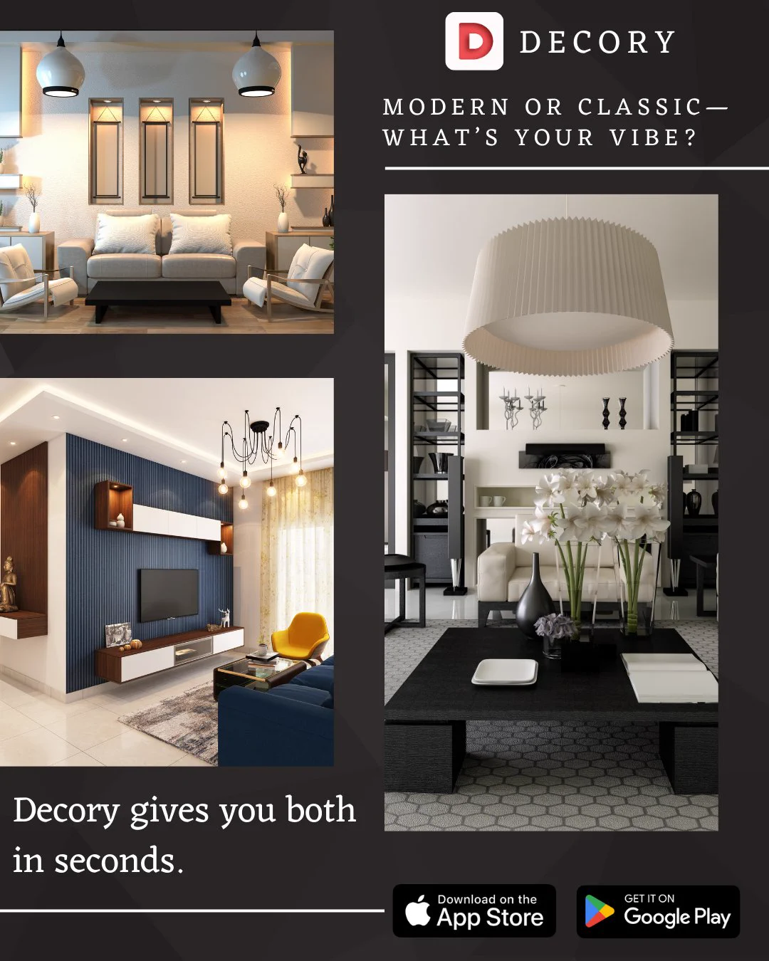 Modern or classic — what’s your vibe? 🏡✨

With Decory, you can try both in seconds and see which one feels like home. 💡

👉 Start designing now: [decory.ai]

#HomeDesign #RoomMakeover #InteriorDesign #HomeDecor #AIinteriordesign #ModernDecor #ClassicDecor #RoomGoals #HomeGoals #DecoryAI