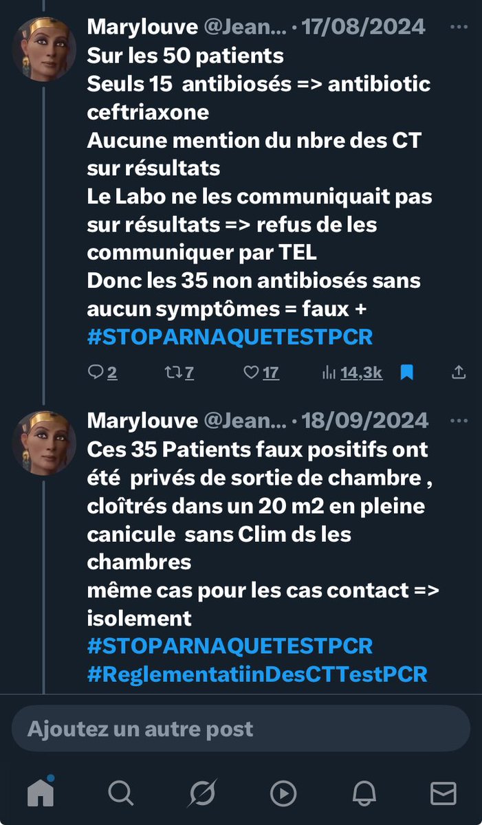 Jeannemarie1309's tweet image. Les  infections bactériennes sont rares pourquoi ?
car avec des #TESTPCR  à plus de 35 CT, effectivement il y a 80 % de faux + 
IL N’Y A EU AUCUNE RÉGLEMENTATION du Nbre de CT 
pour C19 on a eu 1 épidémie de FAUX + 
Ces #TESTPCR excellent outil pour imposer confinement et vax