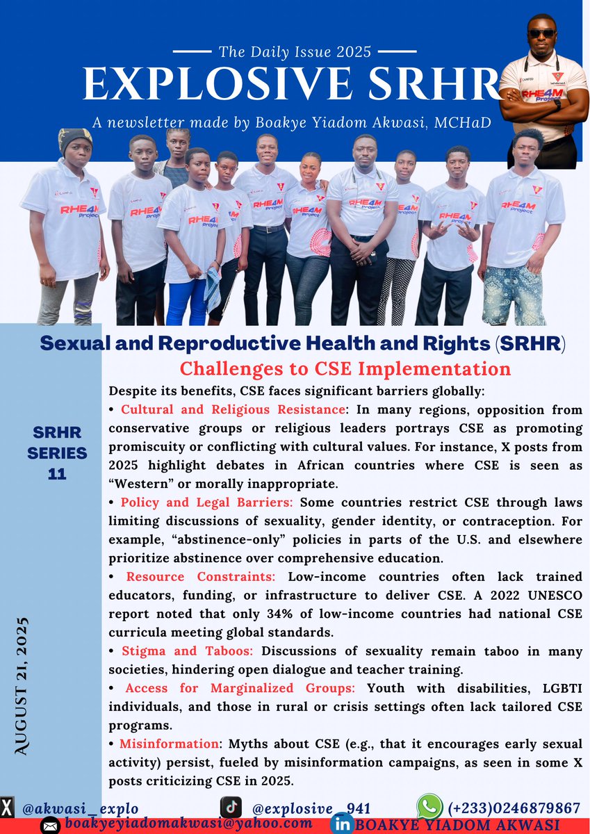 AKWASI BOAKYE YIADOM, MCHaD (@akwasi_explo) on Twitter photo ๐๐11TH DAILY SRHR NEWSLETTER ๐๐
Focusing today on Challenges to CSE implementation
<a href="/_GHSofficial/">Ghana Health Service</a> <a href="/TheGHAlliance/">Ghana SRHR Alliance for Young People</a> <a href="/savsign/">Savana Signatures</a> <a href="/PPAGGhana/">Planned Parenthood Association of Ghana (PPAG)</a> <a href="/YAMghana/">YouthActionMovement</a> <a href="/yenkasa_gh/">Yenkasa Gh</a> <a href="/DaudaMalik5/">ENVIRONMENTAL & REPRODUCTIVE HEALTH ADVOCATE ๐๐ค</a>
#UdeChile #TVKMaduraiMaanadu #เนเธเนเนเธ #เนเธเนเธเธเธดเธเนเธซเธง ๐๐11TH DAILY SRHR NEWSLETTER ๐๐
Focusing today on Challenges to CSE implementation
<a href="/_GHSofficial/">Ghana Health Service</a> <a href="/TheGHAlliance/">Ghana SRHR Alliance for Young People</a> <a href="/savsign/">Savana Signatures</a> <a href="/PPAGGhana/">Planned Parenthood Association of Ghana (PPAG)</a> <a href="/YAMghana/">YouthActionMovement</a> <a href="/yenkasa_gh/">Yenkasa Gh</a> <a href="/DaudaMalik5/">ENVIRONMENTAL & REPRODUCTIVE HEALTH ADVOCATE ๐๐ค</a>
#UdeChile #TVKMaduraiMaanadu #เนเธเนเนเธ #เนเธเนเธเธเธดเธเนเธซเธง