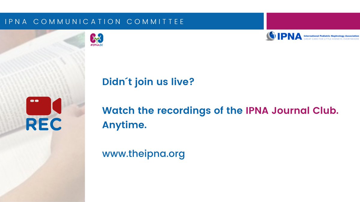 IPNA_PedNeph's tweet photo. 💡Keep the discussion going
Catch up with the latest #IPNA Journal Club recording and stay up to date.
👉https://t.co/ES12TqF25x
#pedneph #learning #IPNAJC https://t.co/aR8H80Jvve