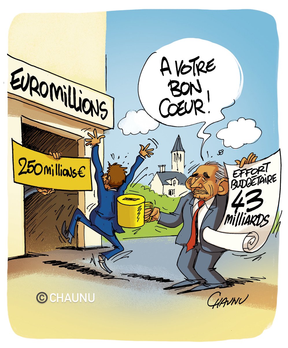 ✏️ dessin du jour pour @ouestfrance et <a href="/_lunion/">L'union</a> : 250 millions d’euros remportés par un Français à l’Euromillions #euromillions #actu #dessindepresse