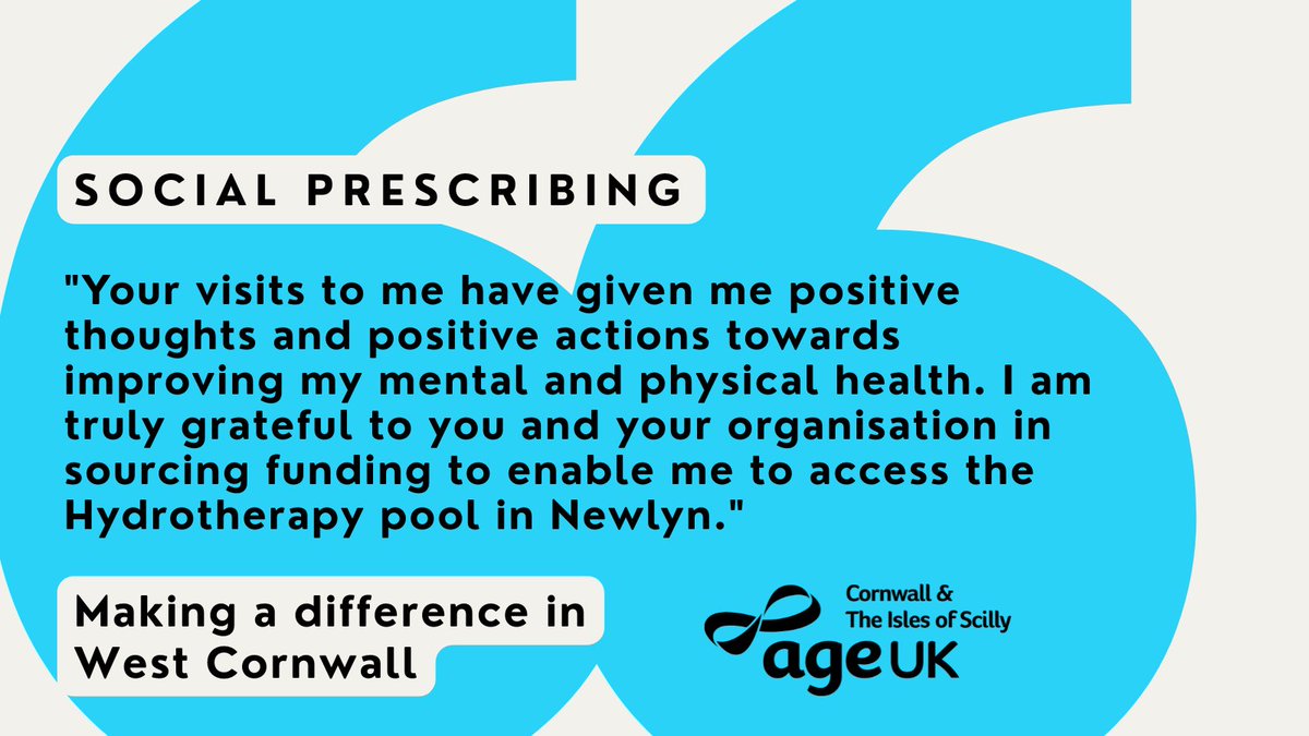 One aim of our Social Prescribing teams is to complement local health centres, practices, and surgeries across Cornwall; addressing the social, emotional, and practical needs that affect a person's health. 

Putting the person at the centre of everything we do. 😀