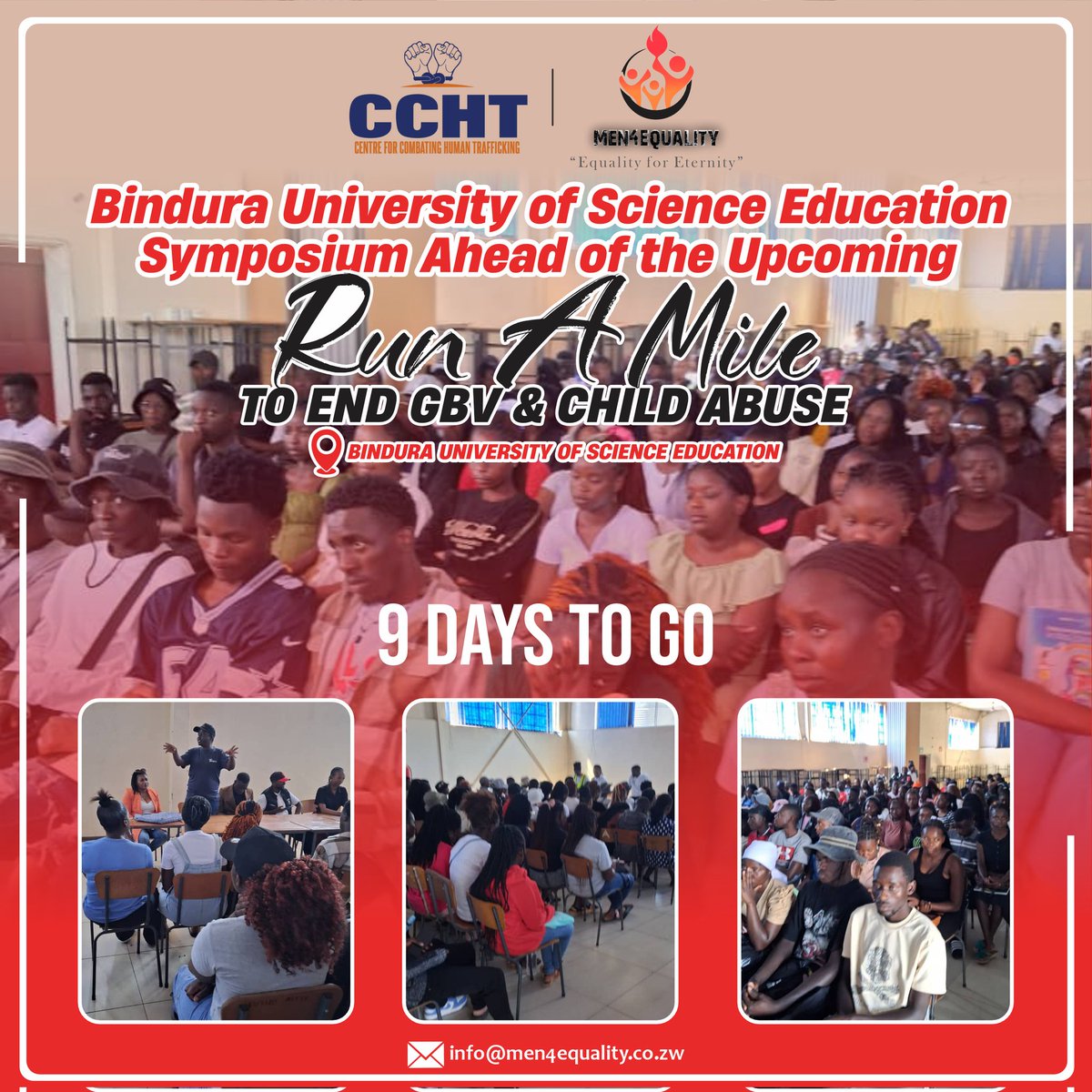 Men4Equality's tweet photo. Student orientation and awareness campaign towards the upcoming " *Run A Mile* " event recently held in Bindura.

#everyonematters
#weneedhelp
#equalityforeternity
#runagainstgbv
#men4equality
#colourforchange
#endchildabuse
#30thOfAugust2025 https://t.co/u9622Ds9un