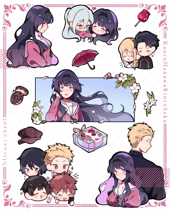 Kaoruko sticker sheet! Will soon be available on my store 💜 #薫る花は凜と咲く 