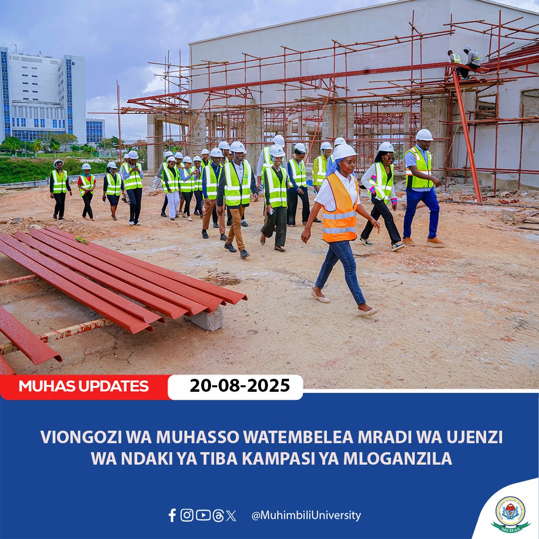 muhimbiliuniver's tweet photo. VIONGOZI WA MUHASSO WATEMBELEA MRADI WA UJENZI WA NDAKI YA TIBA KAMPASI YA MLOGANZILA

Viongozi wa Serikali ya  Wanafunzi wa Chuo Kikuu cha Afya na Sayansi Shirikishi Muhimbili (MUHASSO) kimefanya ziara  ya kutembelea maendeleo ya ujenzi unaoendelea katika Kampasi ya Mloganzila https://t.co/yezKu0DhMa