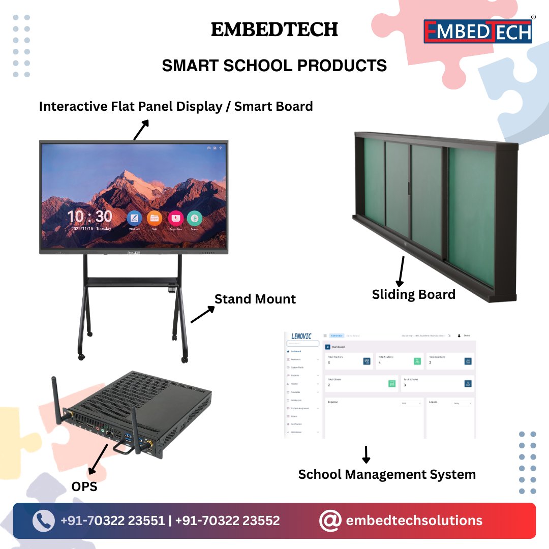 Embedtech_sol's tweet photo. Transform classrooms into future-ready learning spaces with EmbedTech’s Smart School Solutions. From interactive displays to complete school management, we’ve got everything to power education.

#SmartSchool #EdTech #DigitalClassroom #InteractiveLearning #EmbedTech https://t.co/PXh3ofnn1w