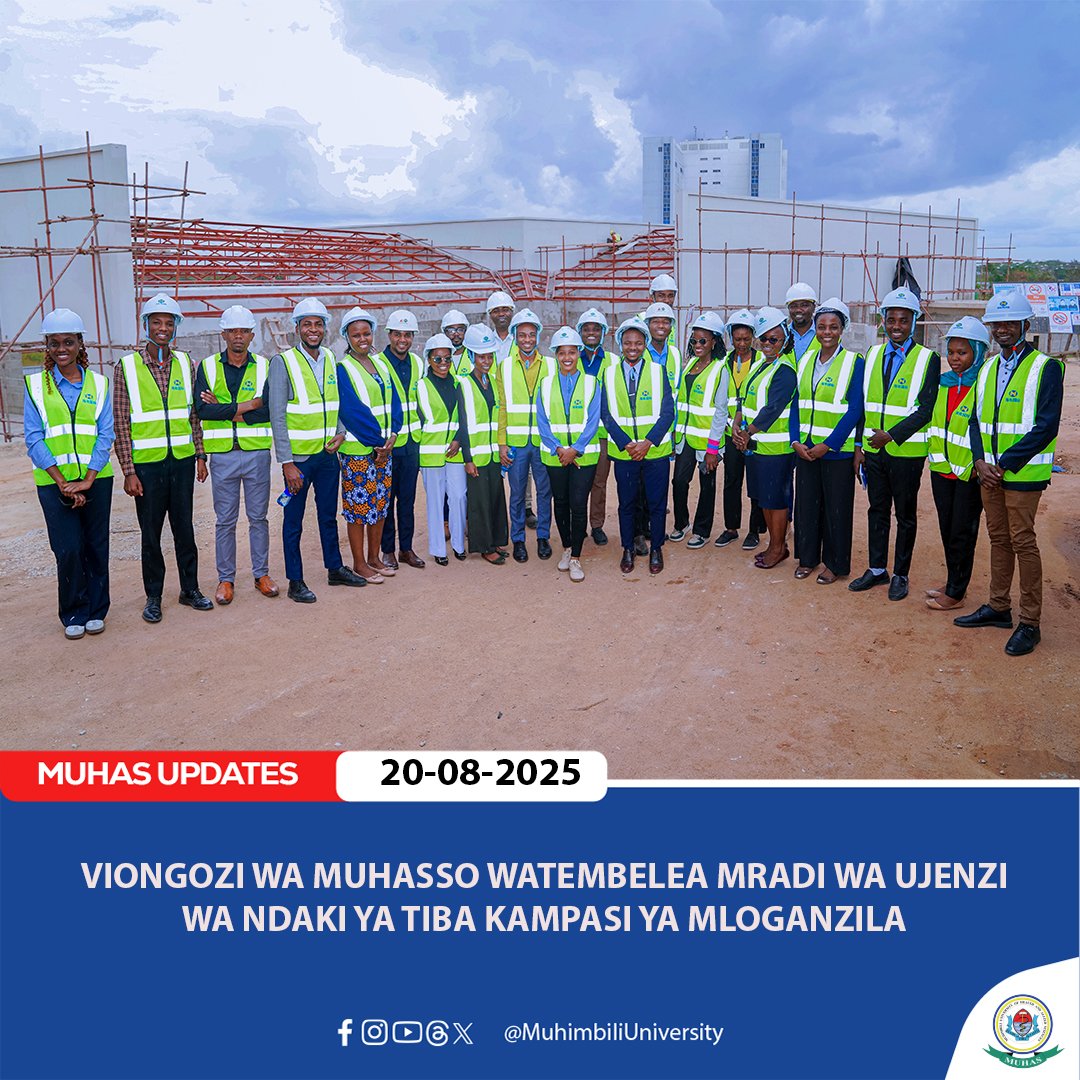 muhimbiliuniver's tweet photo. VIONGOZI WA MUHASSO WATEMBELEA MRADI WA UJENZI WA NDAKI YA TIBA KAMPASI YA MLOGANZILA

Viongozi wa Serikali ya  Wanafunzi wa Chuo Kikuu cha Afya na Sayansi Shirikishi Muhimbili (MUHASSO) kimefanya ziara  ya kutembelea maendeleo ya ujenzi unaoendelea katika Kampasi ya Mloganzila https://t.co/yezKu0DhMa