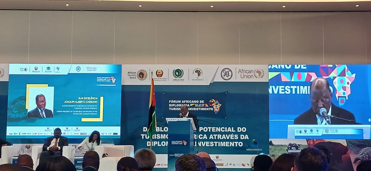 KaloAfrica's tweet photo. Africa Diplomatic Tourism and Investment Forum, Maputo, 2025:

Day 2: The main Forum-

Keynote Speech,  H.E Joaquim Alberto Chissano, Former President of Mozambique at the day 2 of the ongoing #ADTIF at Montebelo, Maputo, Mozambique. https://t.co/44TECjFORF