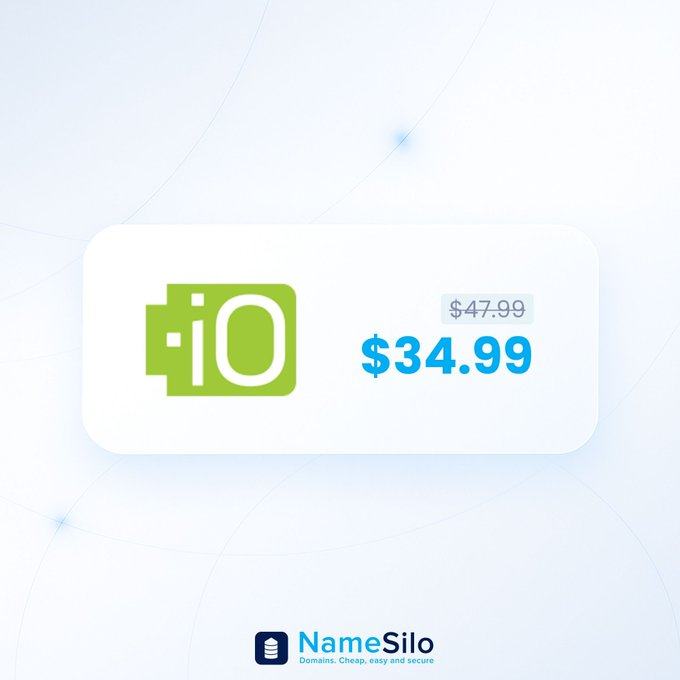 iamikosalmorin's tweet image. 🚀 Power your tech vision with a .IO domain for $34.99 at NameSilo. The go-to extension for startups and innovators. 📷 buff.ly/GySKuJW #DomainNames #TechStartups #DotIO #NameSilo