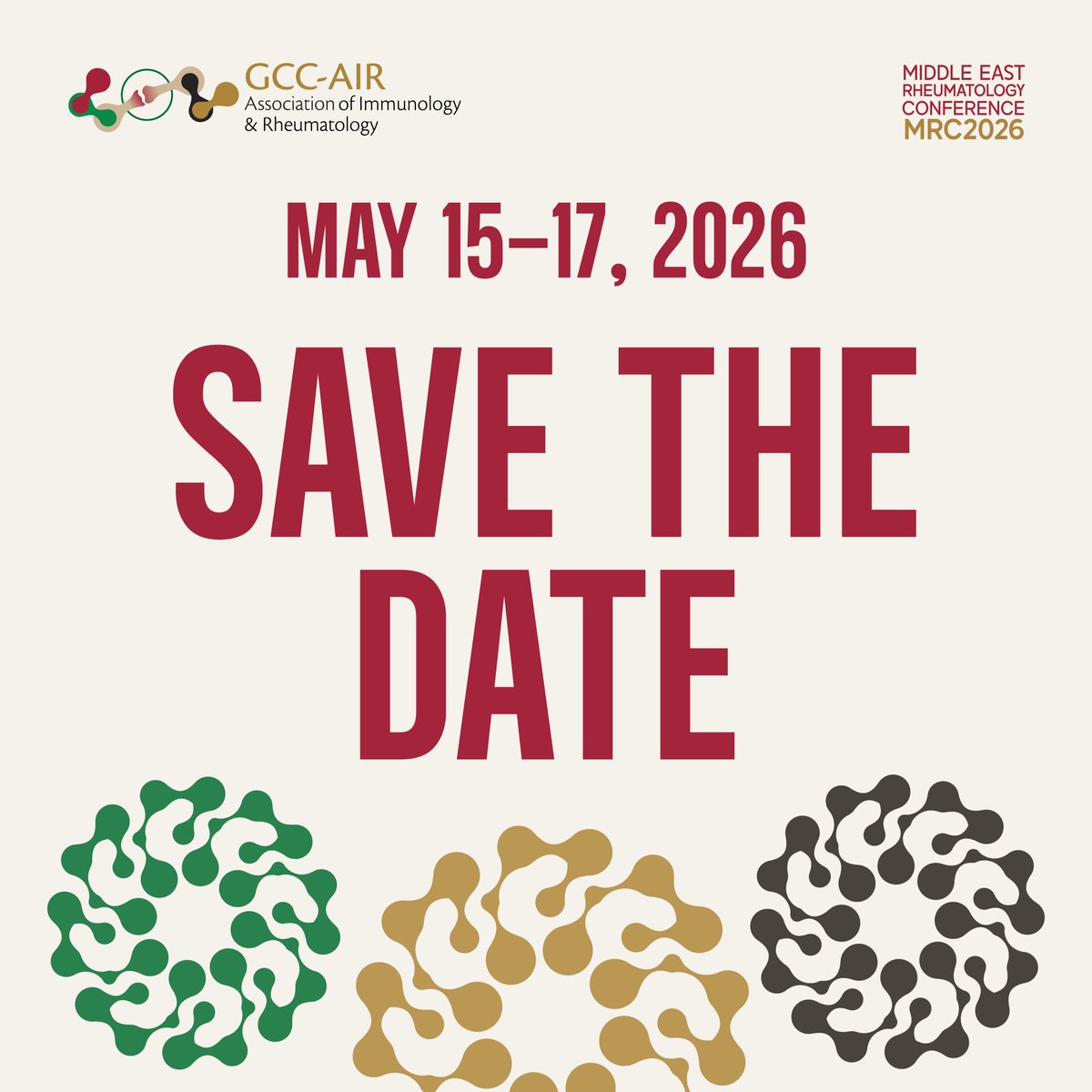 🌟 Mark Your Calendars!

We’re back in May 2026 with an even bigger and better Middle East Rheumatology Conference. Get ready for innovation, collaboration, and education like never before!

#MRC2026 #MedicalEducation #Rheumatology #DubaiConference #HealthcareInnovation