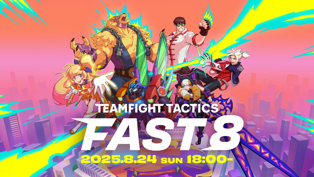 ／
最速でTFTを学ぶイベント「FAST8」始動🔥
＼

TFTが上手くなりたいストリーマーがコーチの指導のもとスキルを磨き、勝利を目指す3日間の戦い👊

📅 日程
8/22(金)：TFT講座→練習
8/23(土)：練習
8/24(日)：本番 

#TFT #FAST8