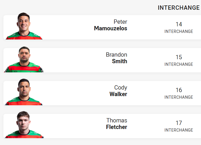 1.5 hookers, a 5/8, half a lock, and a backrower, this bench can't be real? Arrow to the middle maybe? #NRLRabbitohsDragons