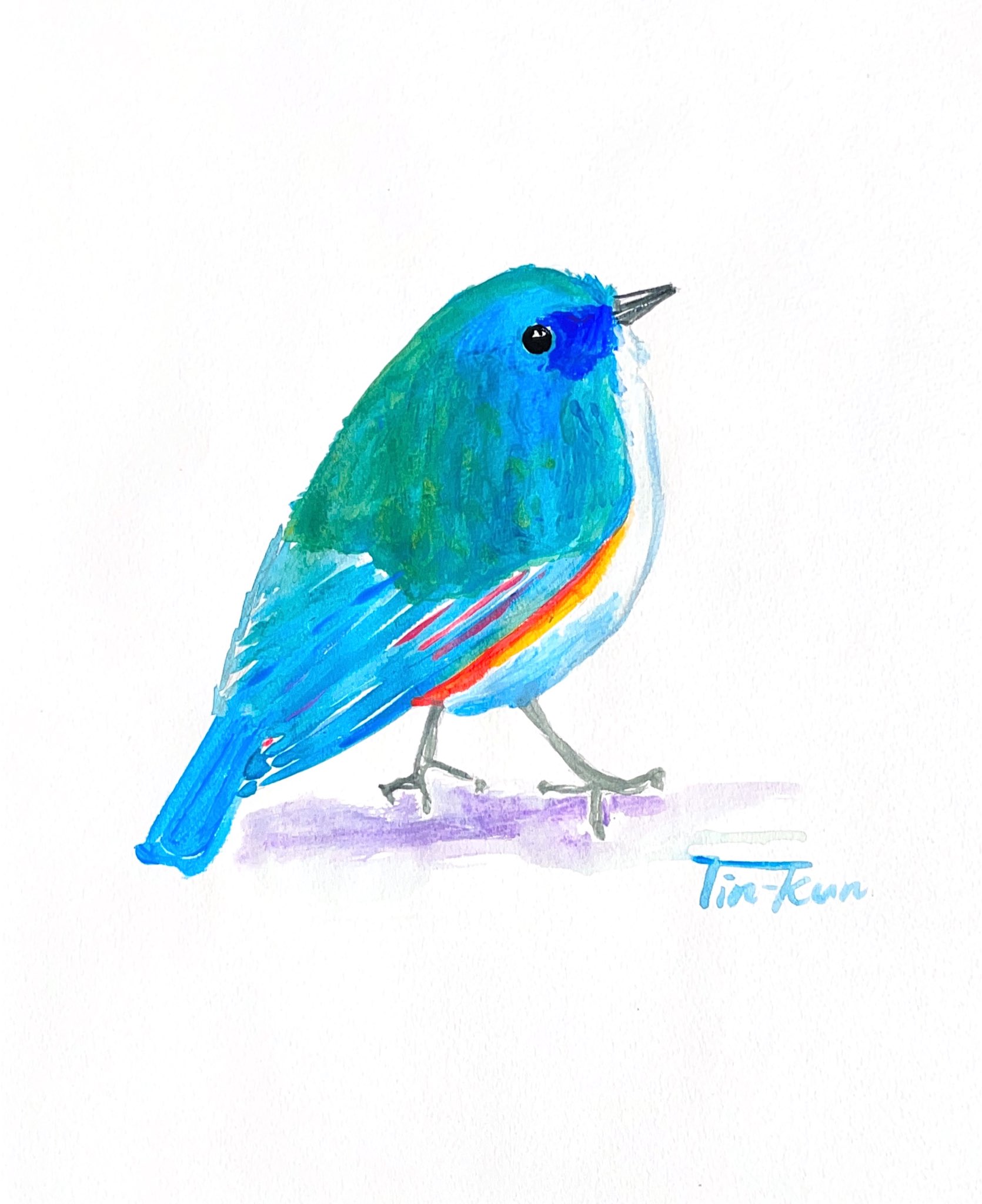 ヤスオ　アラキ絵画　青い鳥 ヤスオ アラキ絵画 青い鳥