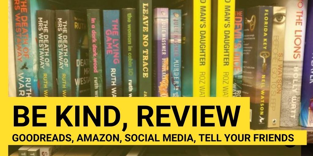 Writing is a lonely job and most writers make no money from their books. Reviews make a huge difference. If you've read something and liked it, please, please, please leave a review. Amazon, Gooodreads, Social media, a fly-over on the A1, anywhere you like is great. #BeKindReview