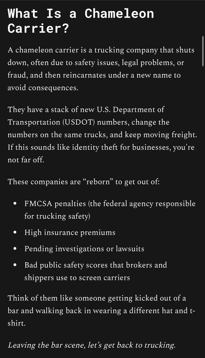<a href="/EricLDaugh/">Eric Daugherty</a> You’ve got to understand how these companies really work. Shutting one down DOES NOT take them off the road. They keep a stack of USDOT numbers ready so they can rebrand overnight and keep hauling. And this one in particular WILL
KEEP GOING. 

This is what we refer to as a