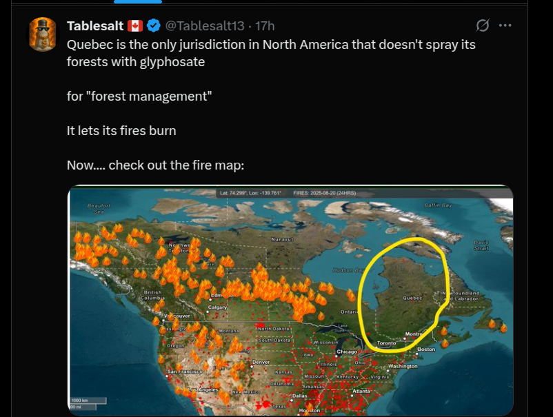 BrianGPowell's tweet image. #l37 signal=digits in set {0,1,3,7}
~&quot;7.31% of #Quebec has #Euthanized itself&quot;
&quot;#Quebec only state not using #GlyphoSate&quot;
&amp;amp; #NovaScotia is nearby...spraying #GlyphoSate+arresting anyone going into the forest
&quot;#9ll planes flew to #NovaScotia+planes that hit bldgs were #HoloGrams&quot;