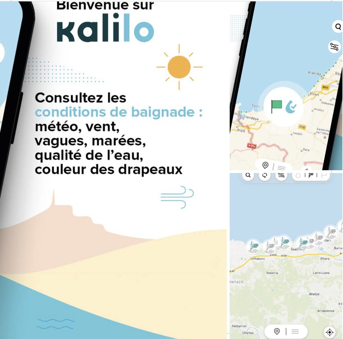 Calticom64's tweet photo. [🔴 alerte pollution] Après les pluies diluviennes de cette nuit, TOUTES les plages de la Cote basque sont fermées, d"Anglet à Hendaye, ce matin. Renseignements sur #kalilo. https://t.co/sm59XRCayb