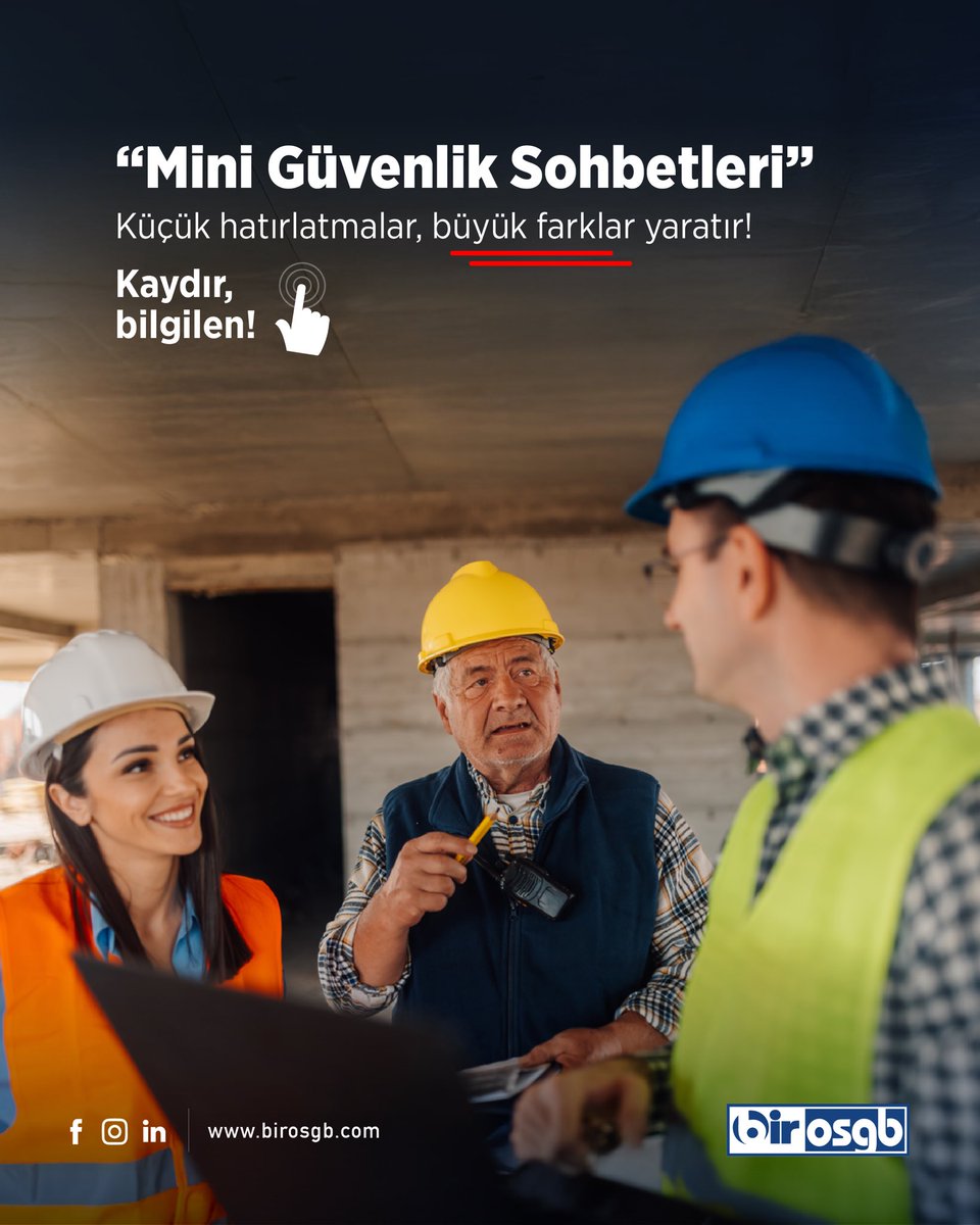 BirOSGB's tweet photo. İş yerinde güvenlik sadece uzun toplantılarla değil, kısa ve etkili hatırlatmalarla da güçlenir. ✅

Unutmayın, küçük hatırlatmalar büyük fark yaratır! ✨

#Birosgb #İSG https://t.co/qrK3A2gGBC