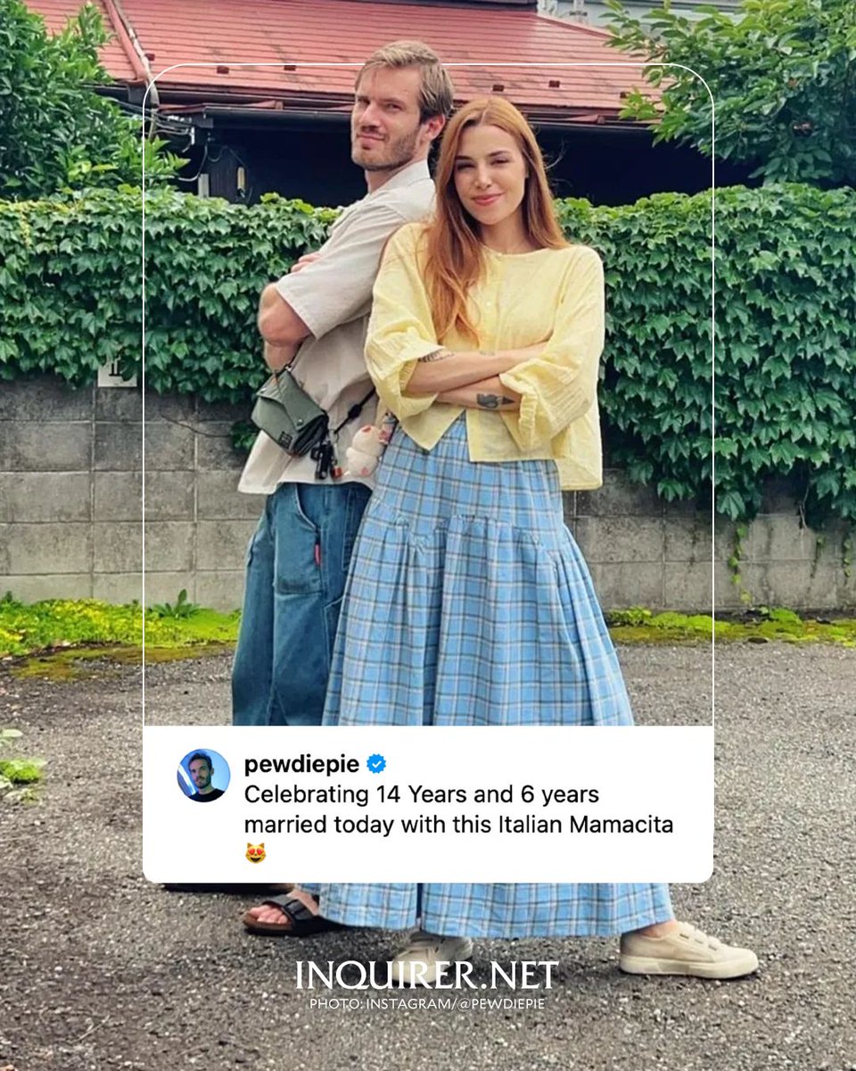 CELEBRATING 14 YEARS' 😻 LOOK: YouTube sensation Felix Kjellberg, also  known as PewDiePie, celebrated 14 years of being together and his sixth  wedding anniversary with his wife, Marzia, on Tuesday, August 19., image size:960x1200