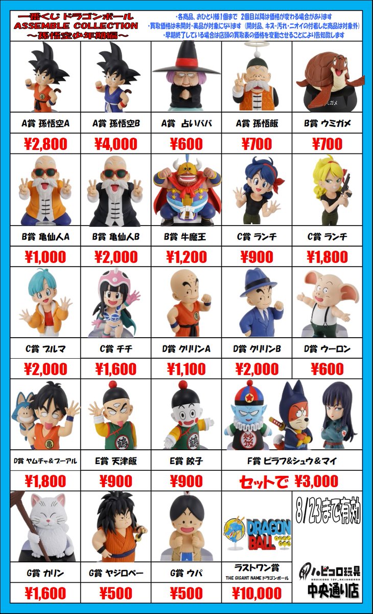 kaizoku_card2's tweet photo. ☆買取情報☆

#ドラゴンボール #一番くじ  #ASSEMBLECOLLECTION　アミューズメント景品買取表更新しました!!!

※買取金額は当店限定
※買取価格は商品の在庫・状態・相場により常に変動します。

皆様のご来店をお待ちしております♪
#秋葉原　#買取 https://t.co/7vICjGiyNM