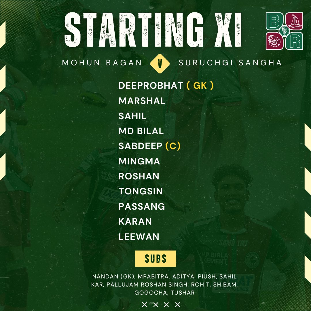 Be20608Routine's tweet photo. ⚔️ Starting XI ⚔️ 

#CFL #IndianFootball #BengalFootball #MBSG #MohunBagan #JoyMohunBagan #beyondroutine https://t.co/RCXx163HZZ