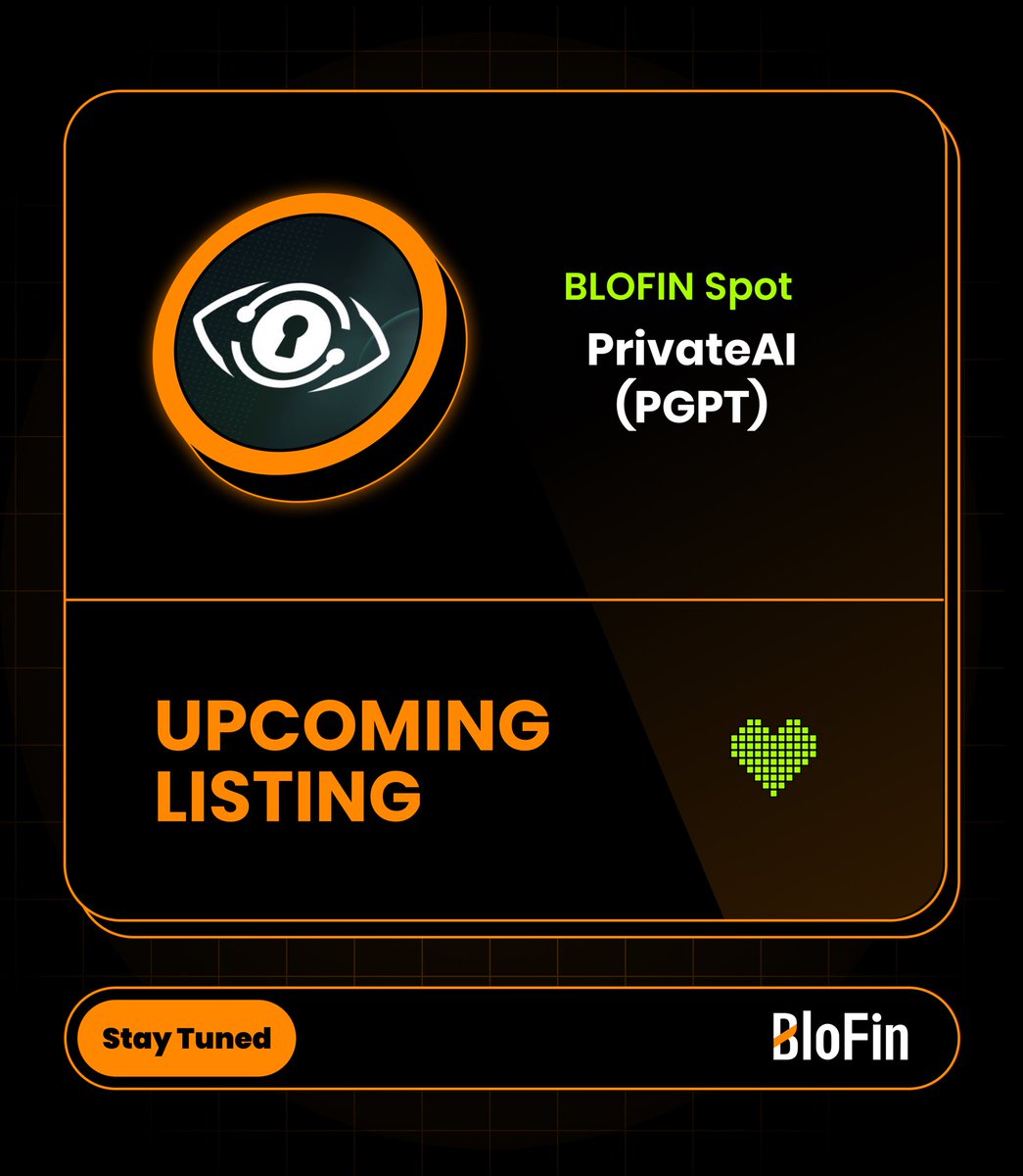 BloFin Exchange (@blofin_official) on Twitter photo #BloFinSpot will soon list $PGPT <a href="/privateAIcom/">PrivateAI</a> ๐
๐ support.blofin.com/hc/en-us/articโฆ #BloFinSpot will soon list $PGPT <a href="/privateAIcom/">PrivateAI</a> ๐
๐ support.blofin.com/hc/en-us/articโฆ