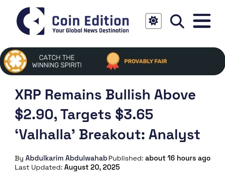 strivex_'s tweet image. 🚨XRP dipped to $2.85 before slightly recovering; $2.90 is a crucial midpoint in its bullish structure. 

Analyst sees $3.65 as the breakout level that could spark a major rally.

This is your perfect opportunity to stack those #XRPs!

Get your FREE XRP every hour via Magnetic…