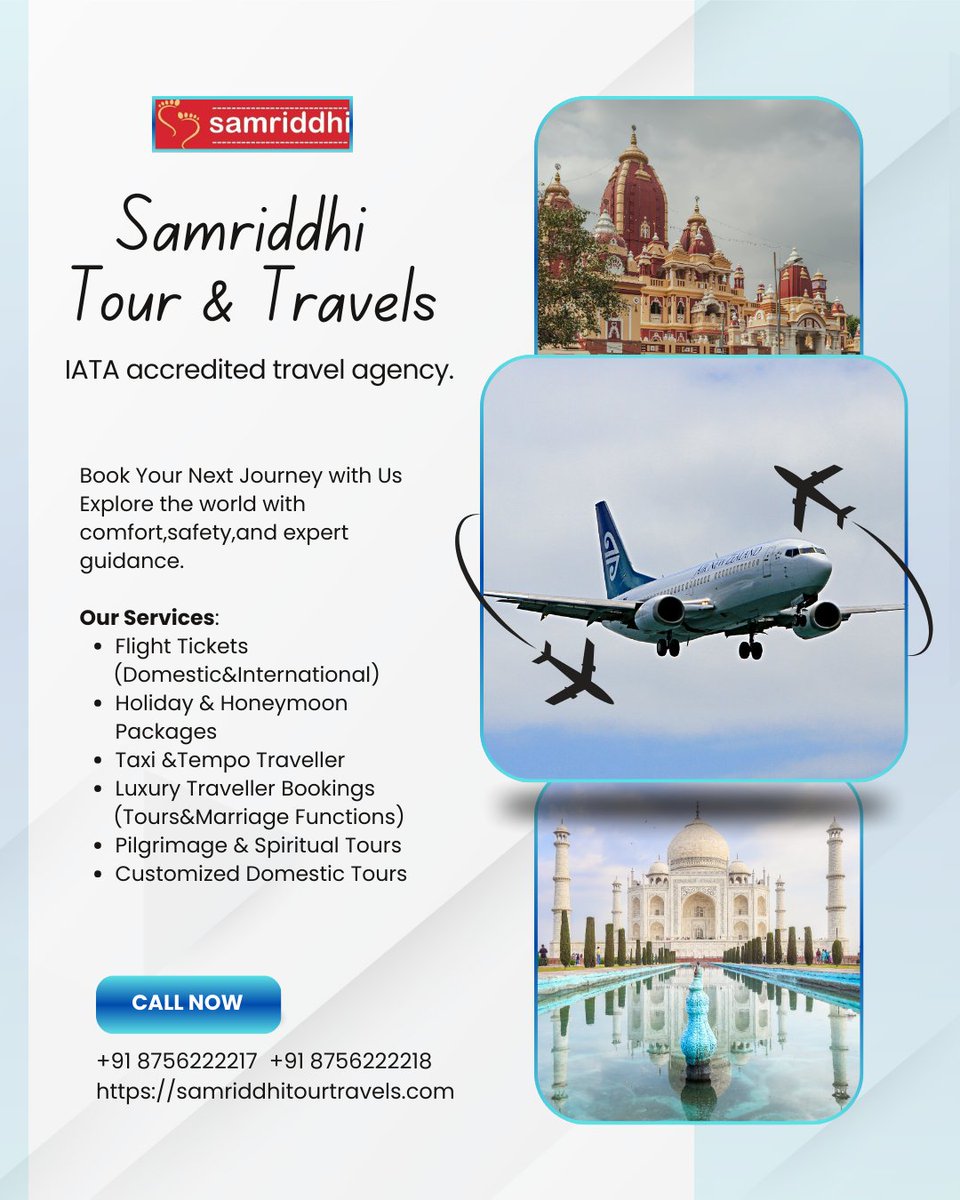 tzouvrs's tweet photo. Book Your Next Journey with Samriddhi Tour &amp; Travels – Lucknow’s Trusted Travel Agency

Looking for the best travel agency in Lucknow? Plan your trip with Samriddhi Tour &amp; Travels, an IATA accredited agency providing reliable and affordable travel services since 2018.
#tourism https://t.co/Qghzfme5KB
