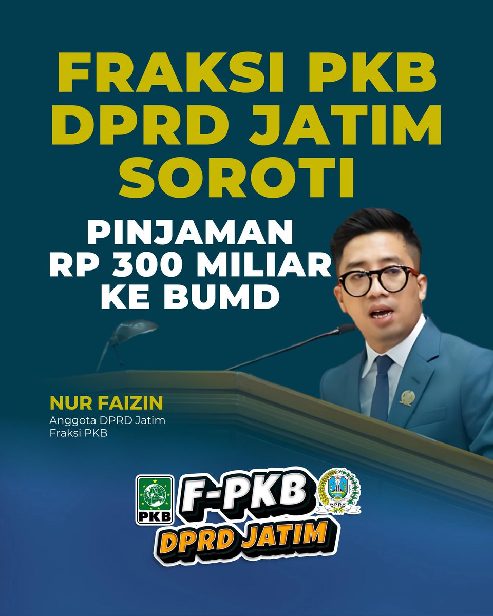 fraksipkbjatim_'s tweet photo. 💬 Fraksi PKB DPRD Jatim soroti pinjaman Rp 300 Miliar ke BUMD!
Nur Faizin, Anggota DPRD Jatim dari Fraksi PKB, menegaskan perlunya transparansi dan kehati-hatian agar pinjaman ini benar-benar bermanfaat bagi masyarakat Jawa Timur.

#FPKB #DPRDJatim #TransparansiAnggaran #PKB https://t.co/MiPgd4zwzi