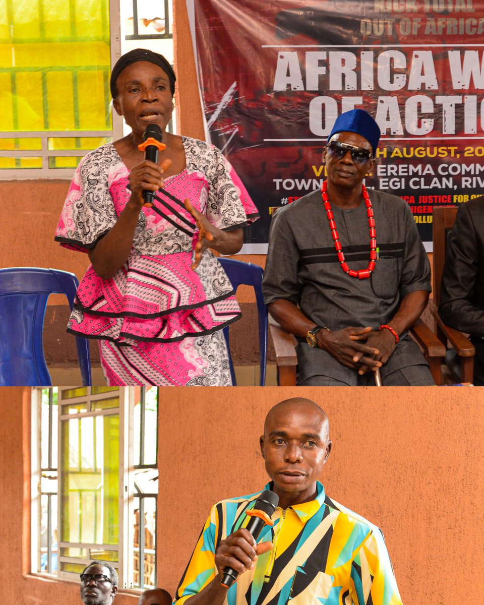 350Africa's tweet photo. 📣 Afrika speaks! #KTOA ✊🏽🇳🇬 In Port Harcourt, communities spoke out against the harm caused by TotalEnergies’ oil operations and demanded community-led energy justice.
Their voices join a continent-wide call to #KickTotalOut for accountability, fairness, and a sustainable energy future. 🌍🫶
#StopEACOP #KickPollutersOut #ClimateJustice
