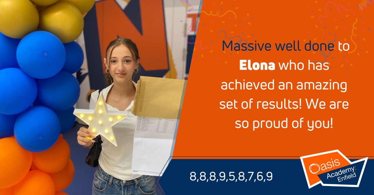 Oasis Academy Enfield (@oasisenfield) on Twitter photo A huge shoutout to our Elona! Today marks the beginning of your next chapter. You’ve earned every bit of success. Wishing you all the best in your journey ahead👏⭐️<a href="/OasisAcademies/">Oasis Academies</a> #GCSEResultsDay2025 #OCLResults <a href="/EnfieldDispatch/">Enfield Dispatch</a> #TheEnfieldWay #LEARN A huge shoutout to our Elona! Today marks the beginning of your next chapter. You’ve earned every bit of success. Wishing you all the best in your journey ahead👏⭐️<a href="/OasisAcademies/">Oasis Academies</a> #GCSEResultsDay2025 #OCLResults <a href="/EnfieldDispatch/">Enfield Dispatch</a> #TheEnfieldWay #LEARN