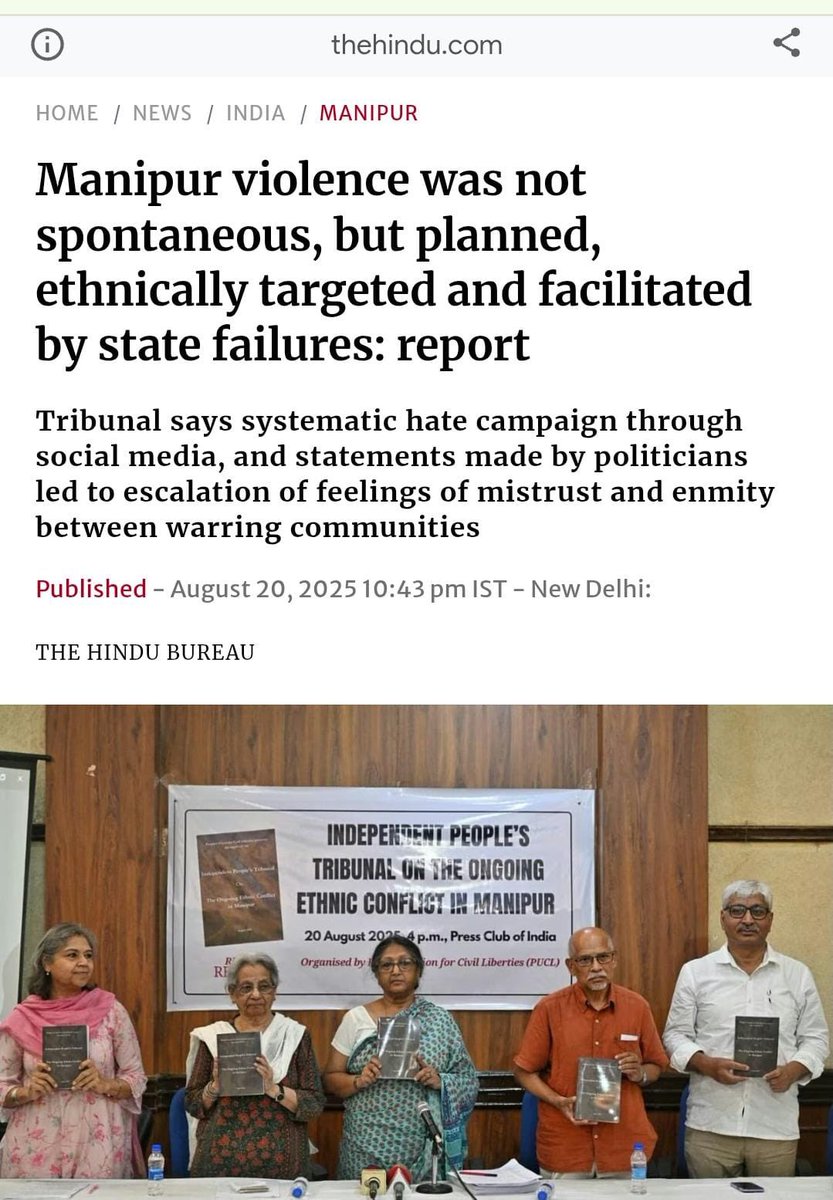 The report Hindu mentioned here is published by The Independent People’s Tribunal ,which is  convened by the People’s Union for Civil Liberties (PUCL).

PUCL is the same organisation that supports naxals,called out PFI ban. An anti-India organisation by all means.

And guess