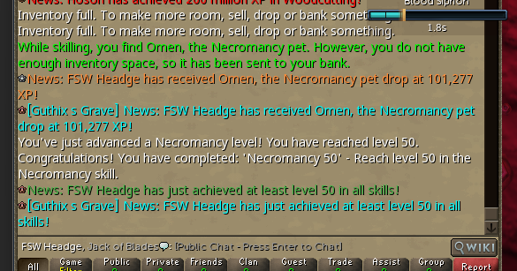 so thats 2 alt accounts with the necromancy pet and my main is sitting at 187m without it lmao!