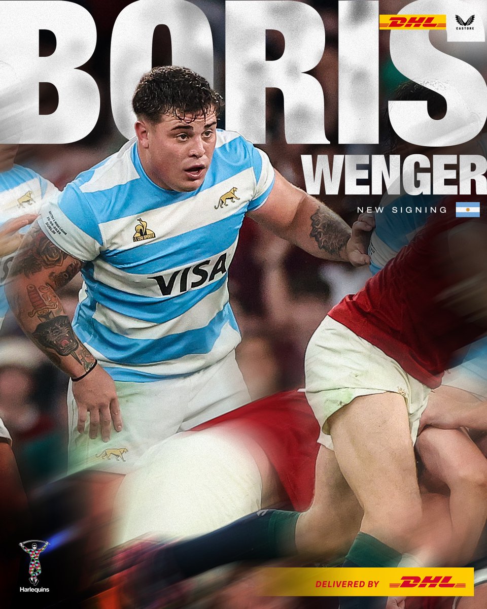 Harlequins's tweet photo. Boris 🤝

🤩 We're thrilled to announce Argentinian prop Boris Wenger will join Harlequins ahead of the 2025/26 season!

📲 https://t.co/JjiXjW80LR

📦 Delivered by @DHLRugbyUK 

#COYQ https://t.co/e38YfWtPhR